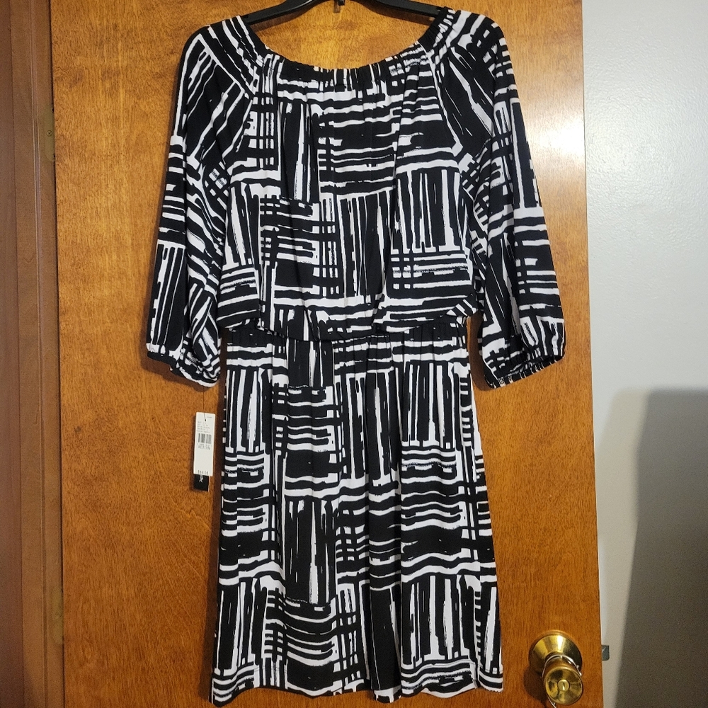 Black and White Geometric Dress